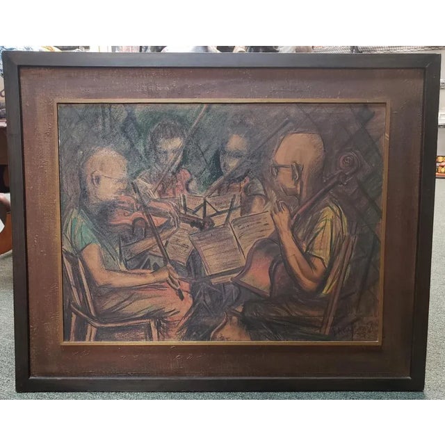 Group of Violinists Framed Giclee Painting on Board by G. Kartson Jr., 1959 For Sale - Image 4 of 4