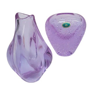 Bohemian Glass Vases by Miroslav Klinger, 1960s, Set of 2 For Sale