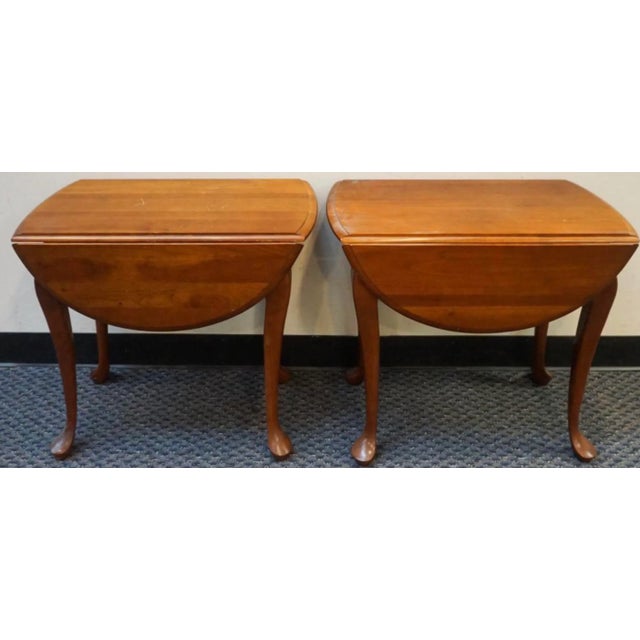 Wood Early 20th Century Pair Queen Anne Cherry Drop-Leaf Side Tables For Sale - Image 7 of 7