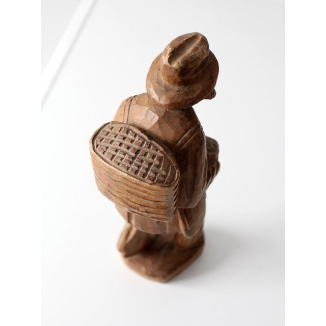 Mid-Century Folk Art Wood Carving Peddler Figure For Sale - Image 10 of 11