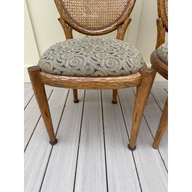 Wood Set of 4 Vintage Faux Bois Dining Chairs With Cane Back For Sale - Image 7 of 18