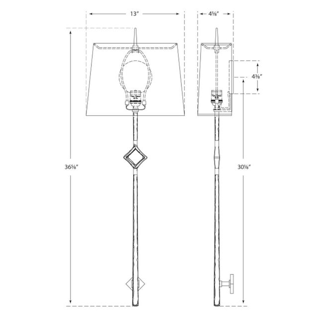 Cranston Large Sconce in Aged Iron with Linen Shade Designer: Studio VC Finish: Aged Iron Height: 37" Width: 13"...