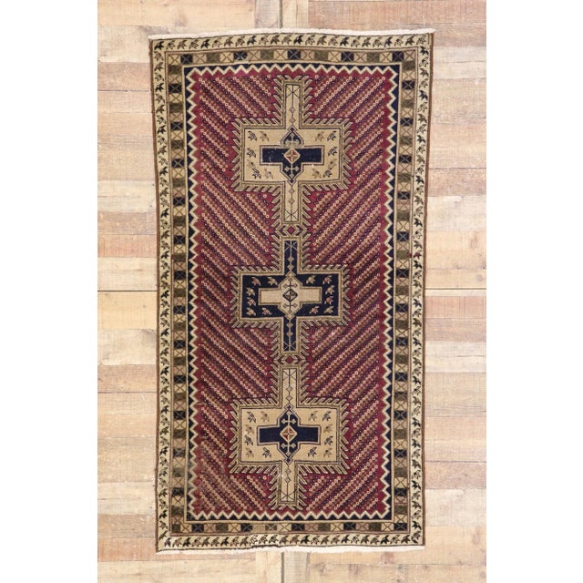 Magenta Mid 20th Century Vintage Persian Bijar Rug - 03'03 X 06'02 For Sale - Image 8 of 9