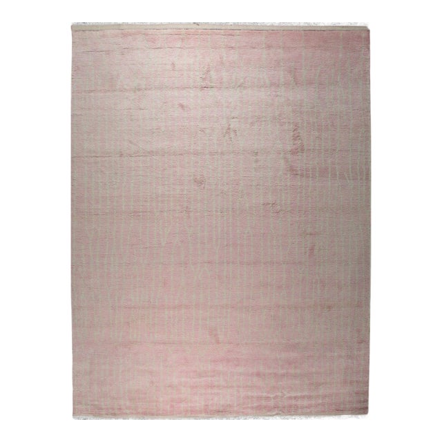 9x12 Rhea Moroccan Coral Open Field Geometric Modern Hand Knotted Wool Carpet Rug For Sale