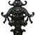 This antique British cast iron umbrella stand, dating to circa 1880, features an elaborate figural and floral embossed...