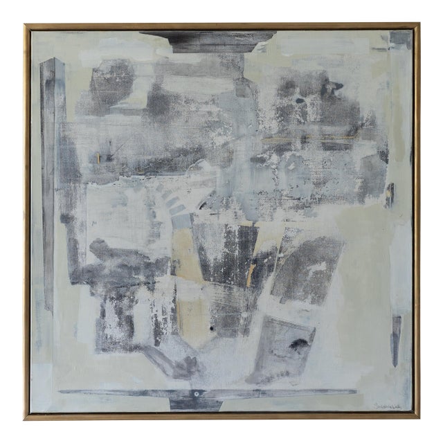 2018 “Footnote” Large Black, White and Gray Acrylic on Canvas by Sandy Walker For Sale