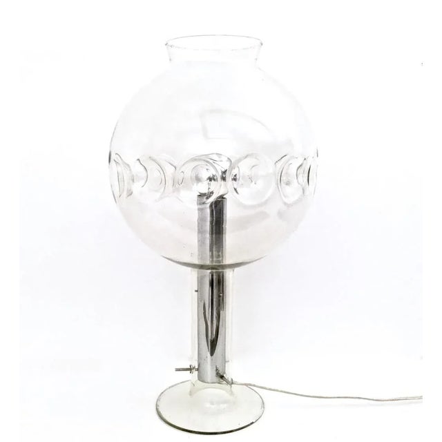 Metal Vintage Italian Steel Table Lamp with Spheric Murano Glass Lampshade, 1970s For Sale - Image 7 of 7