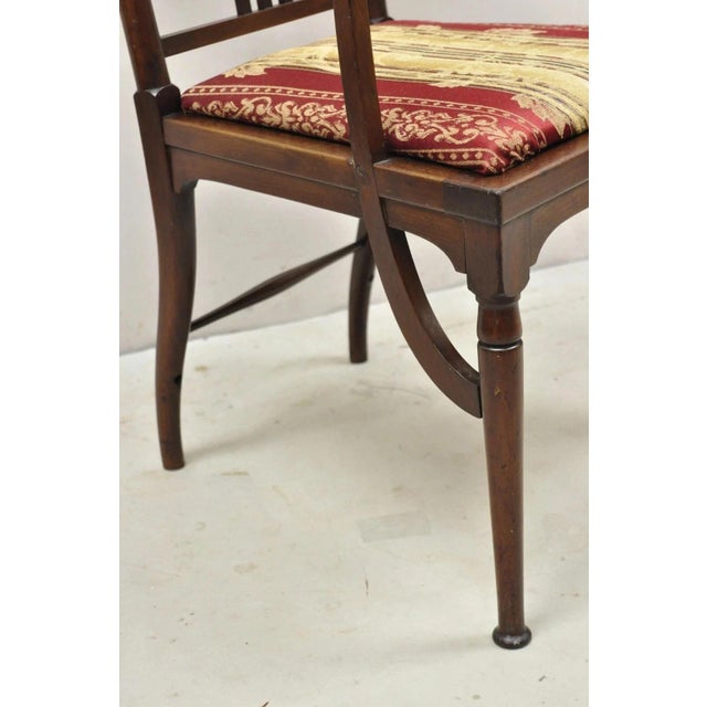 Early 20th Century Antique Art Nouveau Mahogany Tall Finial Parlor Side Chair After j.s. Henry For Sale - Image 5 of 12