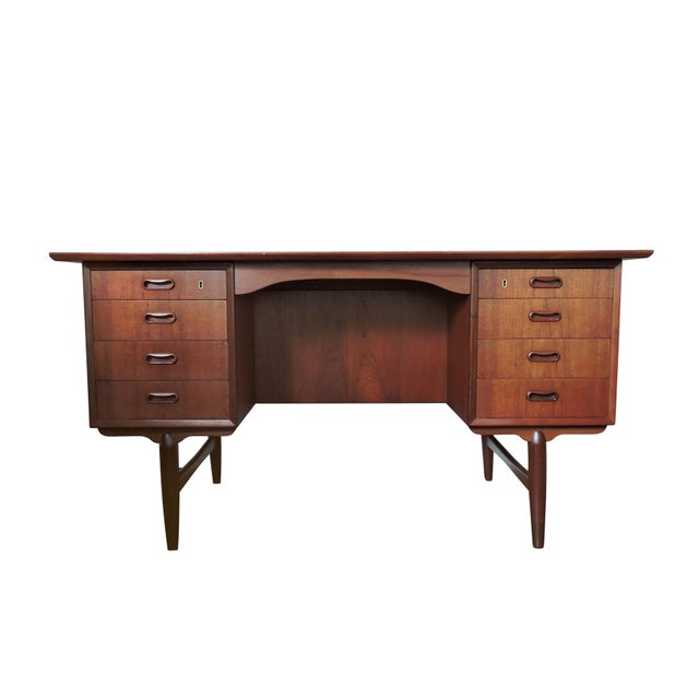 Brown Mid-Century Danish Teak Desk, 1960s For Sale - Image 8 of 8