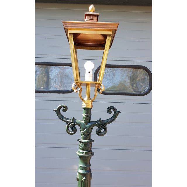 Cast Iron Lamp Post Rotterdammer with Square Copper Lantern, in Flawless conditions. Designed from 2000 Up to 250V...