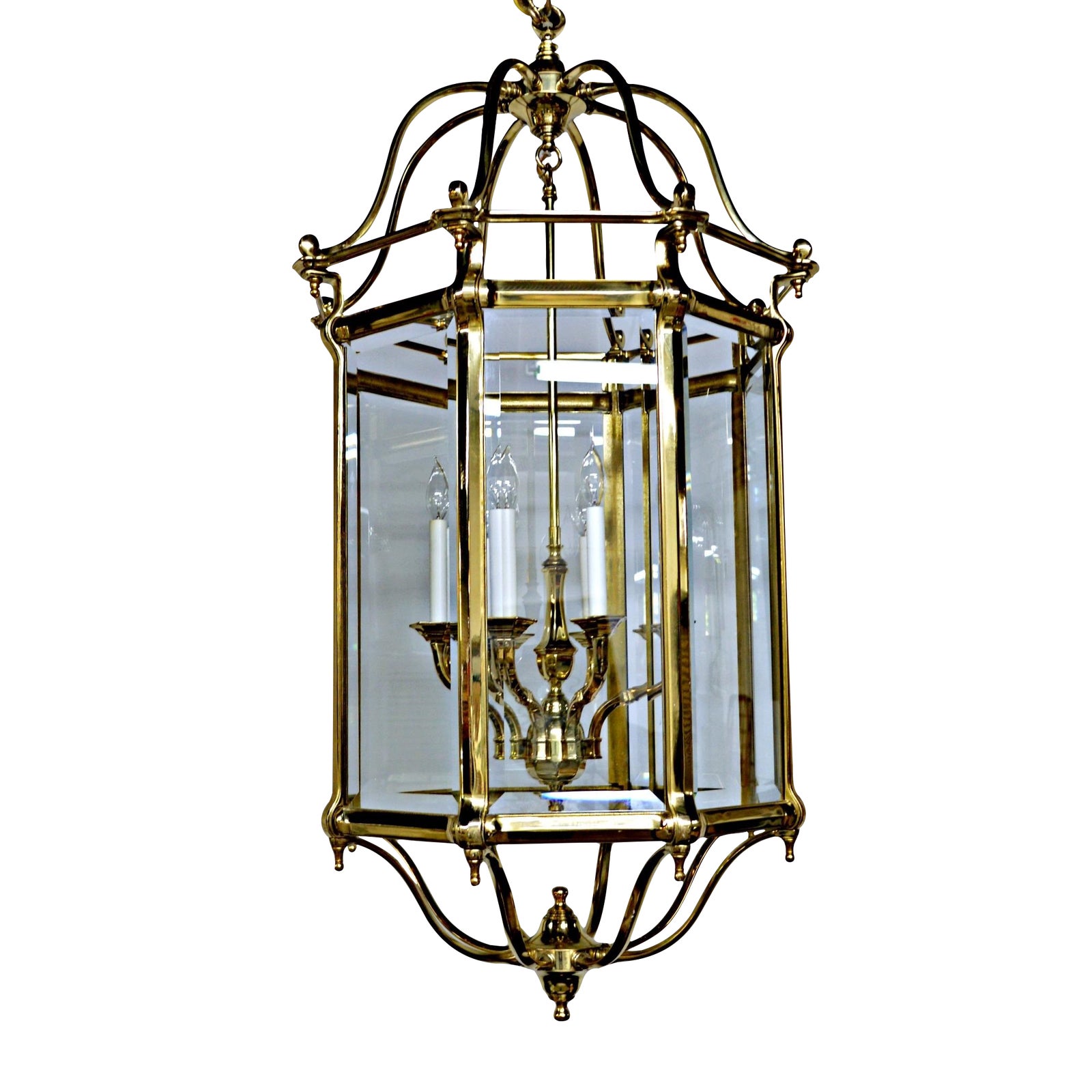 Brass & Glass Eight-Light Octagonal Lantern | Chairish