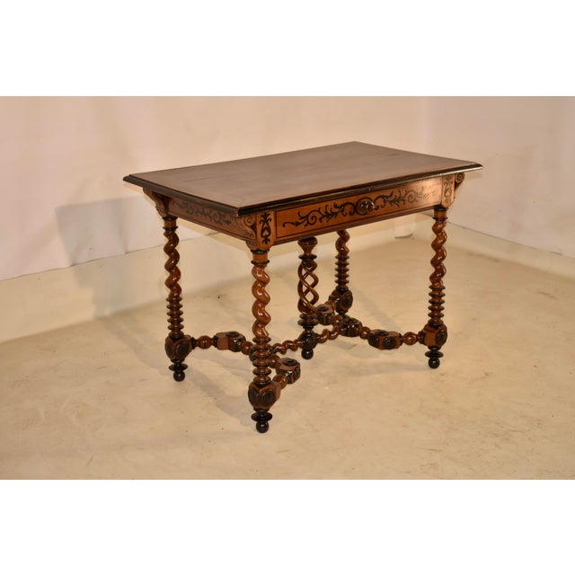 19th Century French Walnut Inlaid Desk For Sale - Image 4 of 12