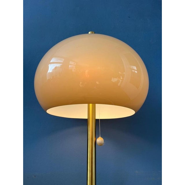 Large Vintage Space Age Brass and Acrylic Glass Mushroom Table Lamp For Sale - Image 6 of 13