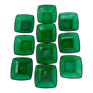 1940s Mid Century Green Square Bowls Fire King Anchor Hocking -10