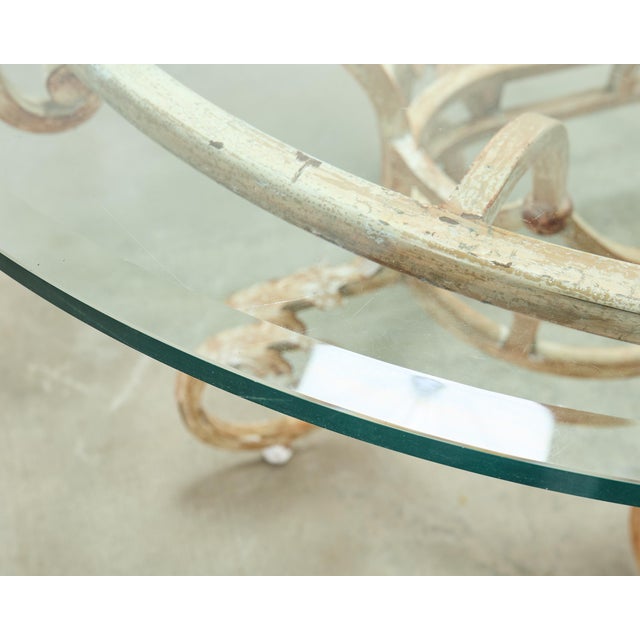 Off-white 20th Century Italian Regency Wrought Iron Garden Dining Table For Sale - Image 8 of 18