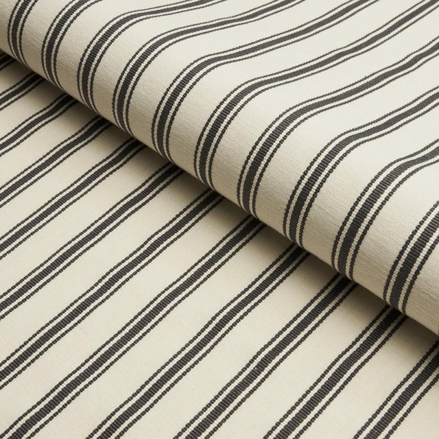 Traditional Sample - Schumacher Marquet Ticking Stripe Fabric in Carbon For Sale - Image 3 of 3