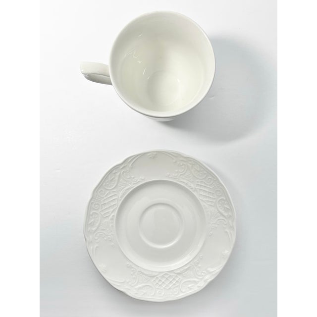 1990s 1990s Contemporary Johnson Brothers “Richmond White” 3 Ceramic Tea Cups & Saucers - 6pcs For Sale - Image 5 of 7