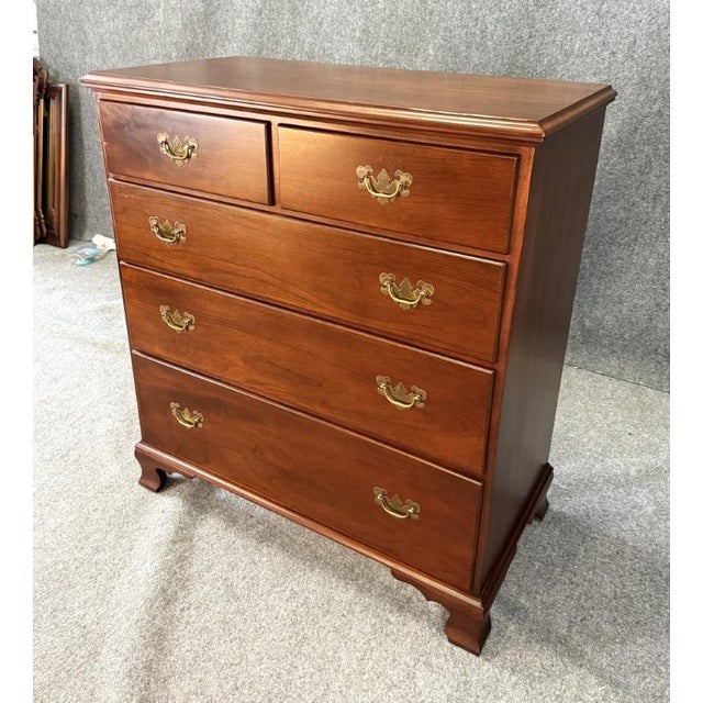 American Vintage Five Drawer Solid Cherry Dresser Chest For Sale - Image 3 of 10