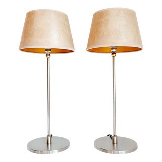 Mid-Century Dutch Tulip Table Lamps in Chrome and Brass, 1990s, Set of 2 For Sale