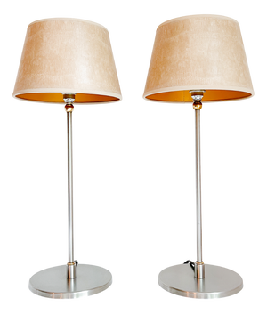 Mid-Century Dutch Tulip Table Lamps in Chrome and Brass, 1990s, Set of 2