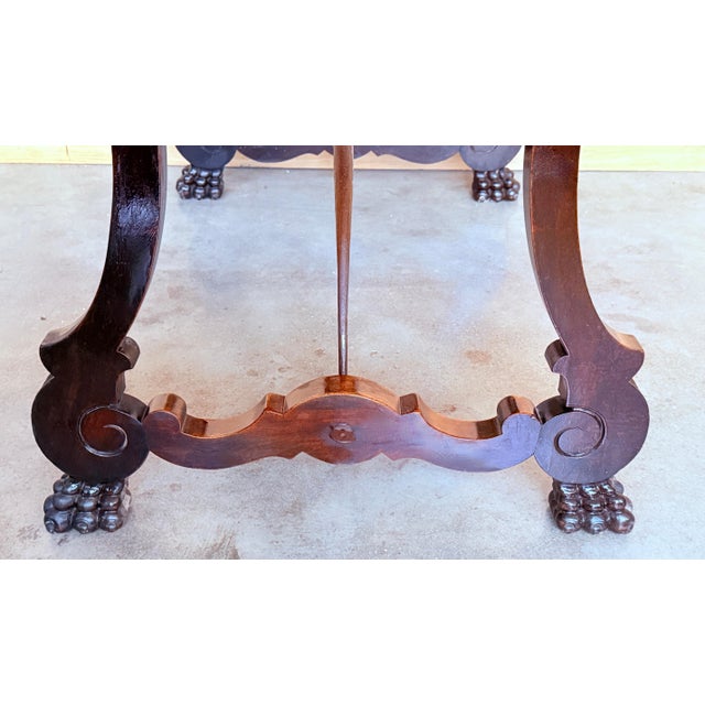 19th Century Ebonized Baroque Spanish Side or Desk Table with Lyre Legs For Sale - Image 12 of 18