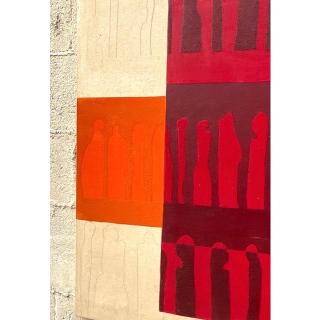 Vintage Abstract Acrylic on Canvas For Sale - Image 4 of 11