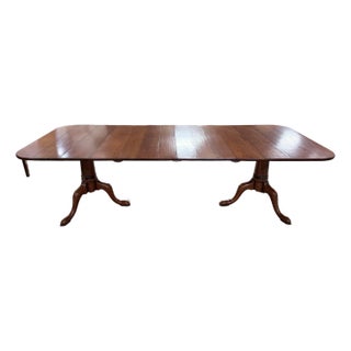 Late 20th Century Classic Solid Wood Double Pedestal Dining Table For Sale