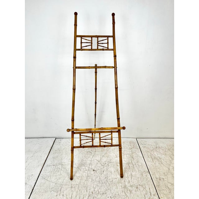 English Antique Burnt Bamboo Easel For Sale - Image 3 of 11