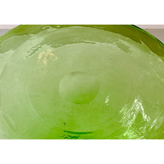 Mid 20th Century Vintage Empoli Green Glass Thumbprint Vase For Sale - Image 5 of 6