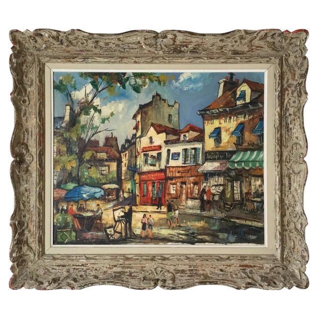 Mid 20th Century "Montmartre Paris" Oil Painting by Adrian Beauval, Framed For Sale - Image 13 of 13
