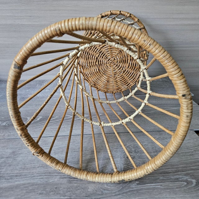 1990s Handcrafted Boho Rattan Wicker Floor Plant Stand For Sale - Image 6 of 10