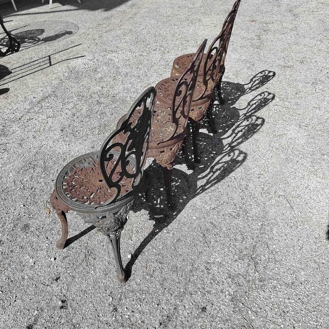 Cast Iron Patio Garden Table and Chairs, Set of 5 For Sale - Image 10 of 18