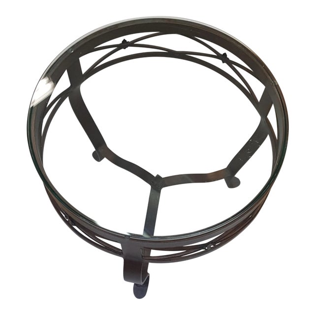Modern Sherrill Furniture Glass and Wrought Iron Round Table For Sale