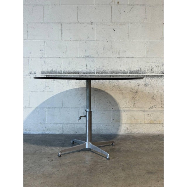 Dark Teak Round Adjustable Height Coffee to Dining Table Vintage Mid-Century Modern 1970s For Sale - Image 10 of 11