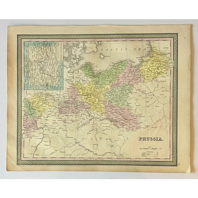 Original engraving by Thomas Cowperthwait, circa 1850. Modern day Germany, Poland, Russia with an inset of Berlin....