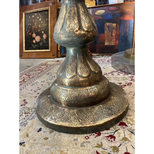 1920s Moroccan Brass Persian Floor Lamp For Sale In Miami - Image 6 of 12