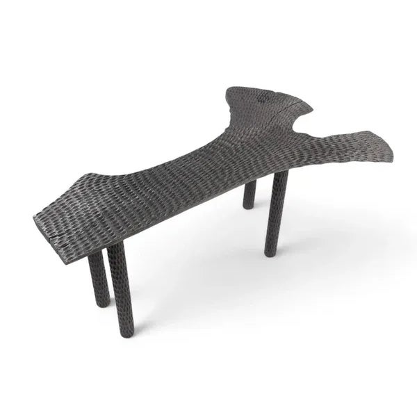 2020s Hand Chiseled Black One Slab Bar or Console Table For Sale - Image 5 of 12