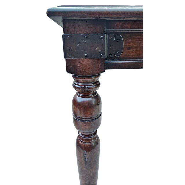 English Late 20th Century Ralph Lauren British Colonial Carved Mahogany Side Table For Sale - Image 3 of 7