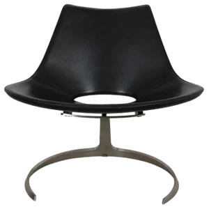 Scimitar Chair in Black Leather by Fabricius and Kastholm, 1980s