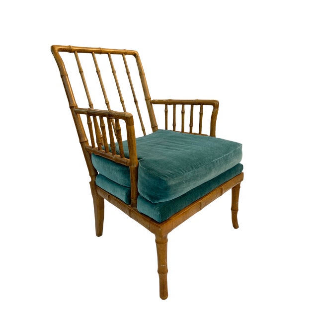 1960s Vintage Wooden Bamboo Look Chippendale Accent Chair ...