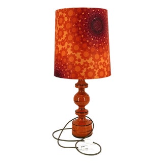 Table Lamp with Floral Pattern on Ceramic Base, 1960s-1970s For Sale