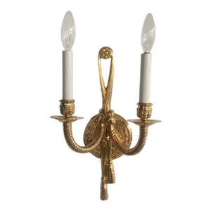 1980s Gold 2 Light Wall Sconce French Style