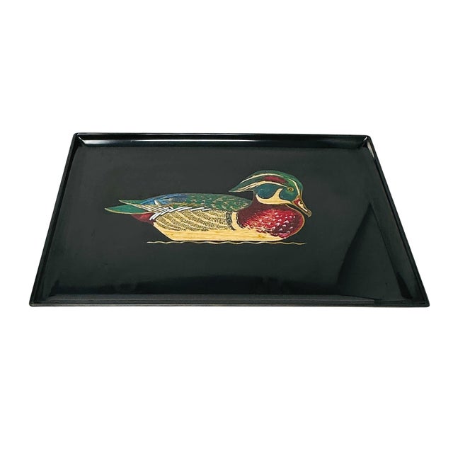 Mid-Century Modern Large 18” Vintage Couroc of Monterey Hand-Inlaid Wood Duck Tray - Collector Grade For Sale - Image 3 of 16