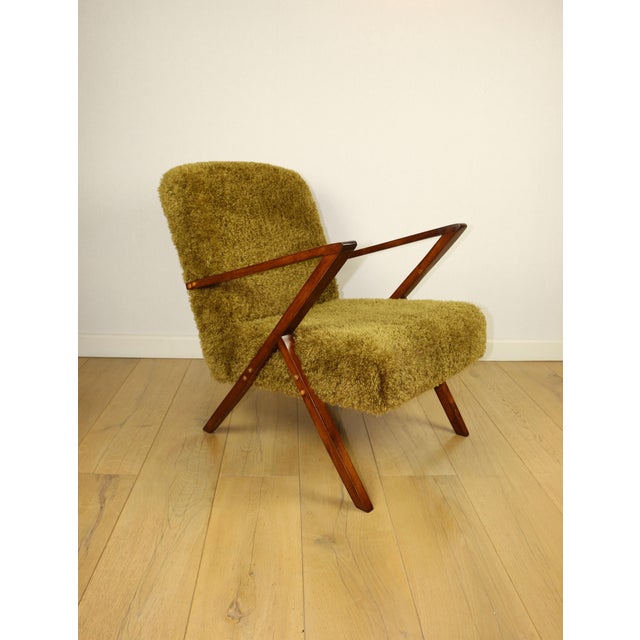 Olive Vintage Olive Long Hair Loft Lounge Chair, 1970s For Sale - Image 8 of 12