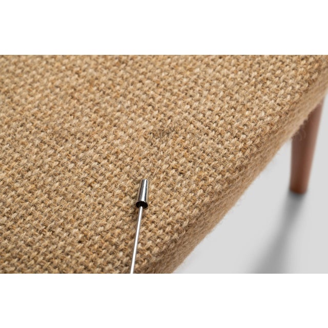 Ergonomic Contoured Dining Chairs by Shou Andersen in Teak Wood and Original Oatmeal Fabric - Set of 4 For Sale - Image 10 of 13