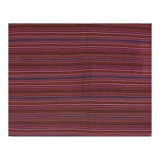 1950s Stripe Multicolor Modern Vintage Turkish Kilim Flatwoven Wool Rug For Sale