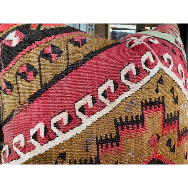 Custom Red & Tan Kilim Pillow For Sale - Image 4 of 8