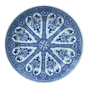 19th Century French Blue & White Faience Dinner Plate Sarreguemines