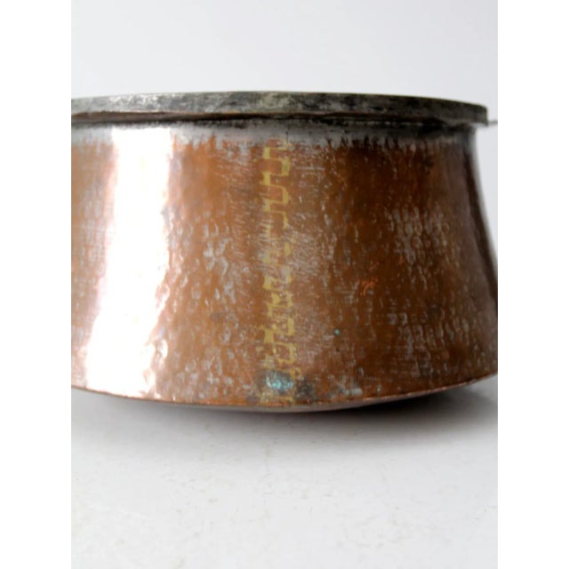 Farmhouse Antique Hammered Copper Cauldron For Sale - Image 3 of 10