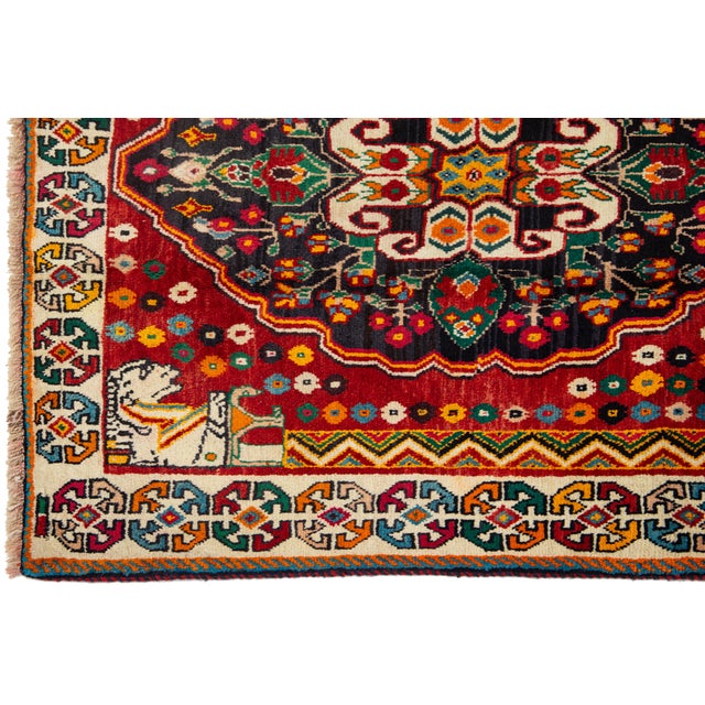 Handmade Allover Vintage Shiraz Persian Wool Rug in Red For Sale In New York - Image 6 of 9